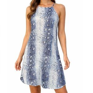 She + Sky snake print high neck midi length black, gray & white SZ SM